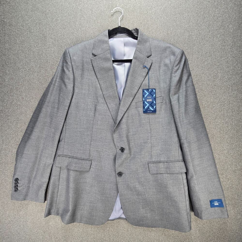 Moss 1851 50L Grey Wool Blend Tailored Fit Blazer Jacket